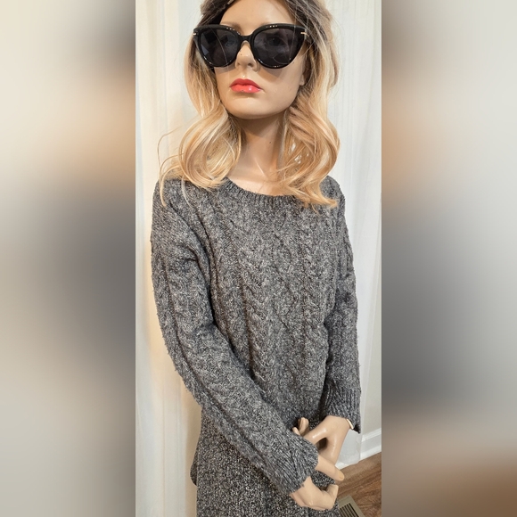Lucky Brand Charcoal Cable Knit Slouchy Sweater. Excellent Condition. - Picture 3 of 8
